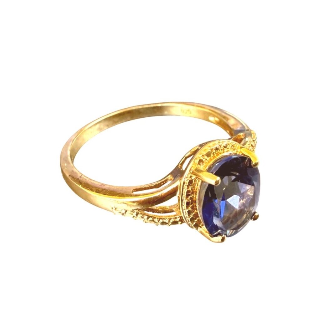 Gold-Plated Sterling Silver Ring with semi precious stone Size 11